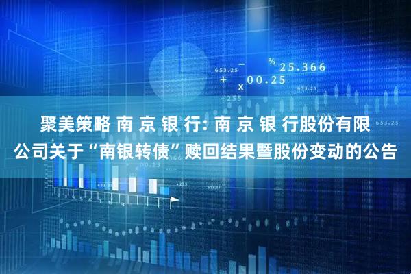 聚美策略 南 京 银 行: 南 京 银 行股份有限公司关于“南银转债”赎回结果暨股份变动的公告
