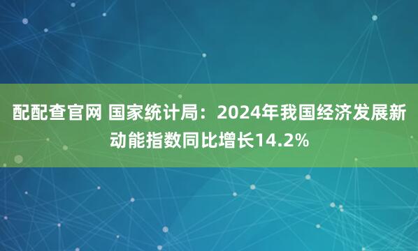 配配查官网 国家统计局：2024年我国经济发展新动能指数同比增长14.2%