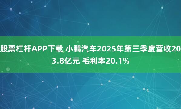 股票杠杆APP下载 小鹏汽车2025年第三季度营收203.8亿元 毛利率20.1%